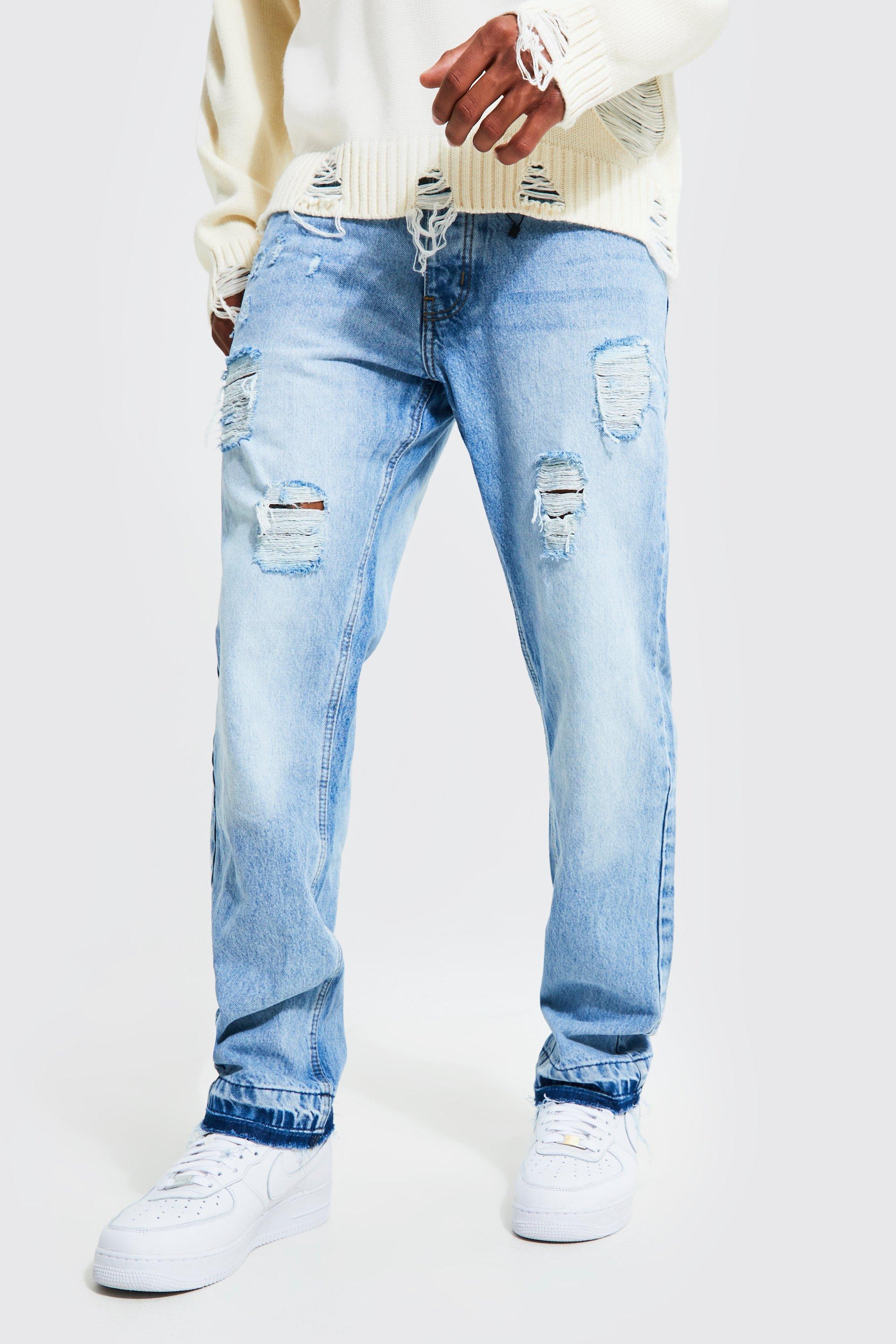 Men's straight best sale leg ripped jeans